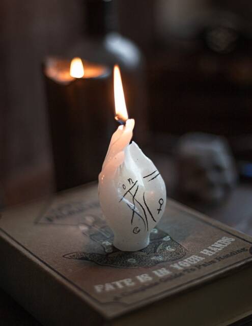 Candle Hand Palmistry Gothic White Halloween Decoration Paraffin Witchcraft Vintage Halloween - image 1