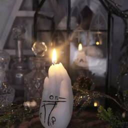 Candle Hand Palmistry Gothic White Halloween Decoration Paraffin Witchcraft Vintage Halloween - thumbnail 4