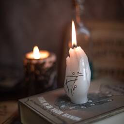 Candle Hand Palmistry Gothic White Halloween Decoration Paraffin Witchcraft Vintage Halloween - thumbnail 3
