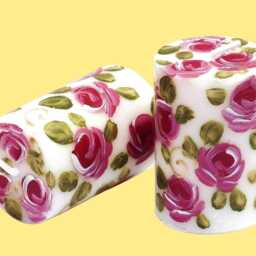 Hand Painted Pink Rose Votive Candles, Romantic Shabby Chic Floral Decor, Gift For Her - thumbnail 3