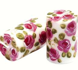 Hand Painted Pink Rose Votive Candles, Romantic Shabby Chic Floral Decor, Gift For Her - thumbnail 1