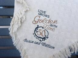 Personalized 50Th Golden Wedding Anniversary Embroidered Throws & Blankets - Custom Perfect Gift Usa - thumbnail 1