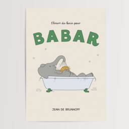 Babar The Elephant Bath Time Print, Babar, Nursery Kids Bedroom, Girl, Boy, Playroom Wall Art, Unframed, A1/A2/A3/A4/A5, Quote Print - thumbnail 2
