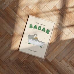 Babar The Elephant Bath Time Print, Babar, Nursery Kids Bedroom, Girl, Boy, Playroom Wall Art, Unframed, A1/A2/A3/A4/A5, Quote Print - thumbnail 3