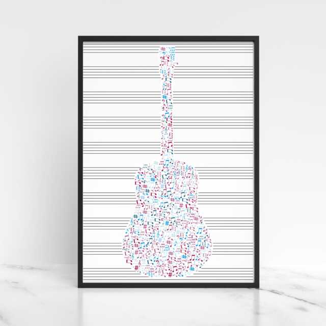 Guitar Wall Art, A4 Print, High Quality Poster, Music Gift For Musician, Decor - image 1