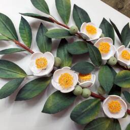 Tea Plant Wall Art - Lover Gift Camellia Sinensis Kitchen Decor Mother's Day Idea 3D Paper Quilling Botanical - thumbnail 2