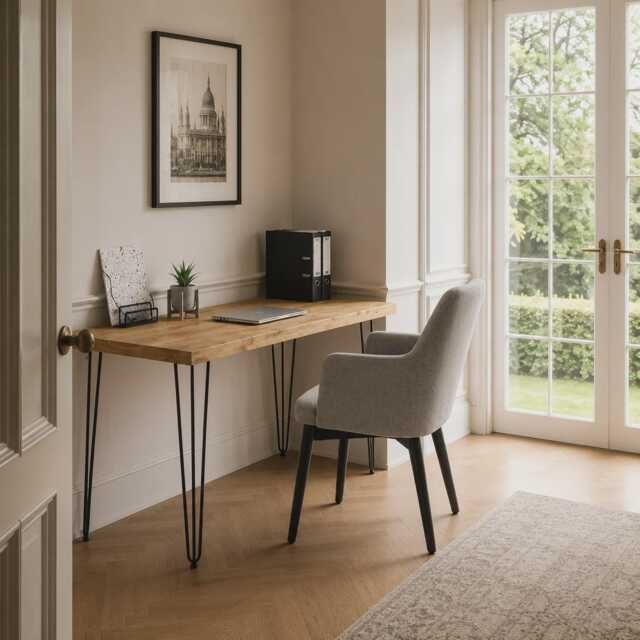Brigg Rustic Desk 60cm With Hairpin Industrial Metal Legs - image 1