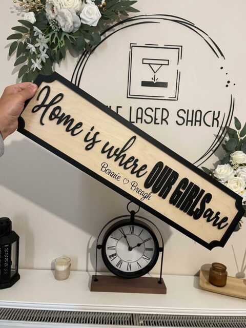 Home Is Where My Girls Are - Street Sign 3D Look Personalised Wall Mount New Style Decor - image 1