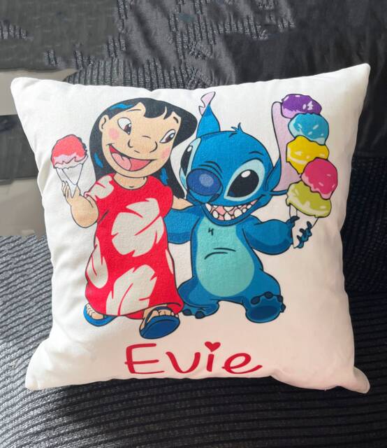 Personalised Lilo & Stitch Style Inspired Cushion Childrens Custom Birthday Christmas Gift Bedroom - image 1