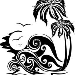 Ocean Waves Decal, Palm Tree Wall Decor, Coastal Art, Tropical Sticker, Nautical Birds Design, Seagull Artwork - thumbnail 2