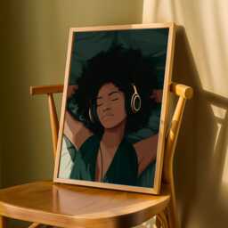 Afrocentric Woman Art Print Dark Green, Brown & Gold Boho Decor - Poster Only - thumbnail 3