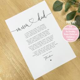 Mum & Dad Poem A4 Or A5 Print - Gift Dad, For Parents, Thank You Christmas Parents From Children Child - thumbnail 1