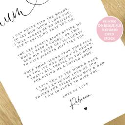 Mum & Dad Poem A4 Or A5 Print - Gift Dad, For Parents, Thank You Christmas Parents From Children Child - thumbnail 2