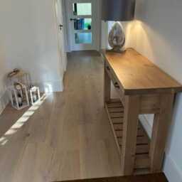 Solid Rustic Pine Sideboard Console Table With Chunky Legs. Farmhouse Style Finish 2 Drawers & Lower Shelf. Made To Any Size - thumbnail 3