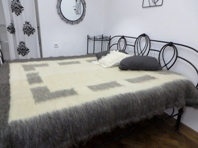 Geometric Wool Throw Blanket Scandinavian Gray White Bed Cover - image 1
