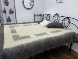 Geometric Wool Throw Blanket Scandinavian Gray White Bed Cover - thumbnail 1