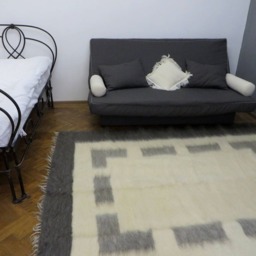 Geometric Wool Throw Blanket Scandinavian Gray White Bed Cover - thumbnail 4