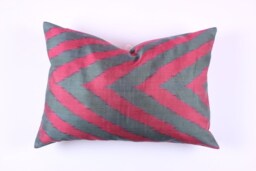 Ikat Silk Velvet Pillow 16x24 - Handmade Boho Cushion Cover Turkish Home Decor Accent