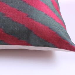 Ikat Silk Velvet Pillow 16x24 - Handmade Boho Cushion Cover Turkish Home Decor Accent - thumbnail 2