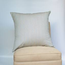 Nautical Cotton Ticking Stripe Extra-Large Cushion. Inspired Navy Blue & Bright White Design. 23X23