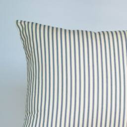 Nautical Cotton Ticking Stripe Extra-Large Cushion. Inspired Navy Blue & Bright White Design. 23X23 - thumbnail 2