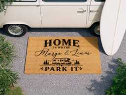 Campervan Doormat - Home Is Where You Park It Personalised Gift - thumbnail 1