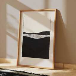 Minimal Abstract Landscape Poster, Black & White Modern Wall Art, Scandinavian Design Print - thumbnail 2