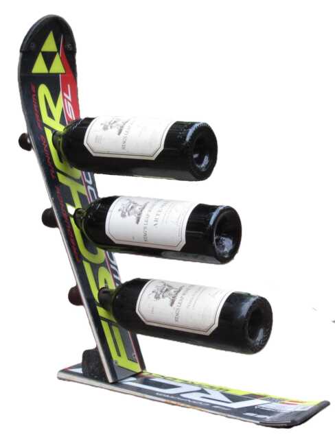 Recycled Snow Ski Wine Rack - Handmade Fischer Racing Decor - image 1
