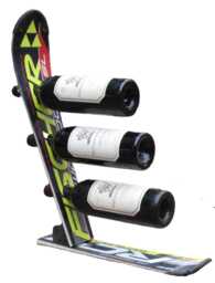 Recycled Snow Ski Wine Rack - Handmade Fischer Racing Decor - thumbnail 1