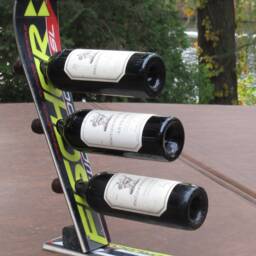 Recycled Snow Ski Wine Rack - Handmade Fischer Racing Decor - thumbnail 2