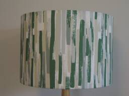 Stripes Green Lampshade Abstract Stripey Green Grey Cotton Fabric Lamp Shade Handmade Drum Table Floor Or Ceiling Pendant - Various Sizes - thumbnail 1