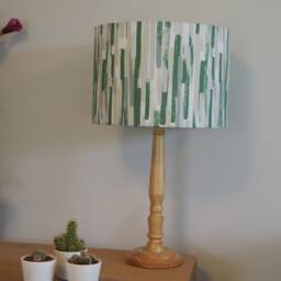 Stripes Green Lampshade Abstract Stripey Green Grey Cotton Fabric Lamp Shade Handmade Drum Table Floor Or Ceiling Pendant - Various Sizes - thumbnail 3