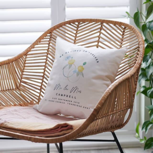 Personalised Wedding Details Floral Cushion - image 1