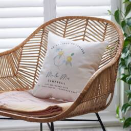 Personalised Wedding Details Floral Cushion - thumbnail 1