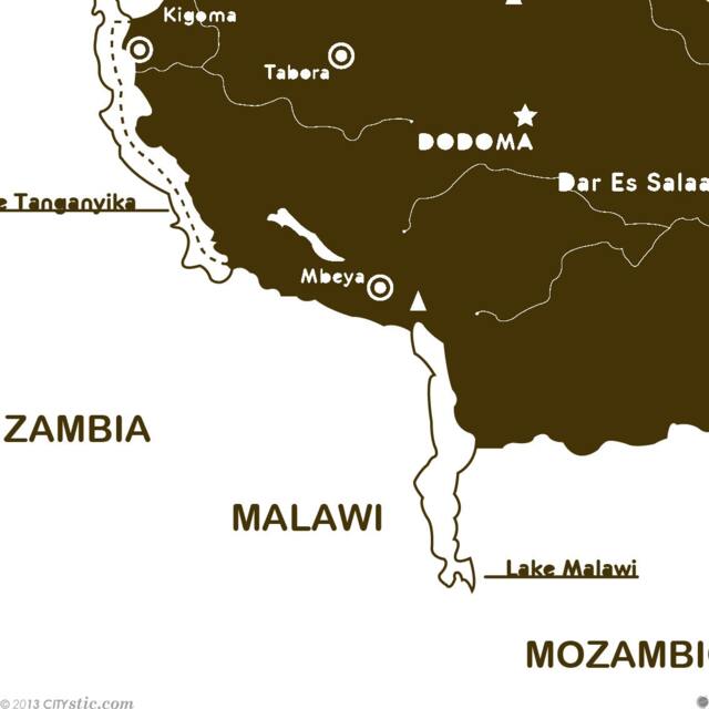 Tanzania Map Wall Decal Cities, Rivers, Zanzibar, Kilimanjaro - image 1