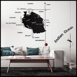 Tanzania Map Wall Decal Cities, Rivers, Zanzibar, Kilimanjaro - thumbnail 2