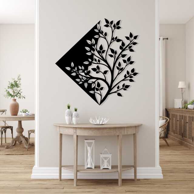 Geometric Tree Metal Wall Art, Modern Home Decor For Living Room, Gift Her - image 1