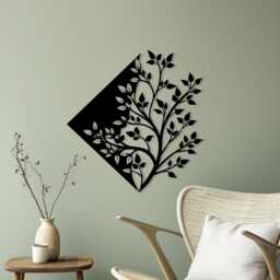 Geometric Tree Metal Wall Art, Modern Home Decor For Living Room, Gift Her - thumbnail 2