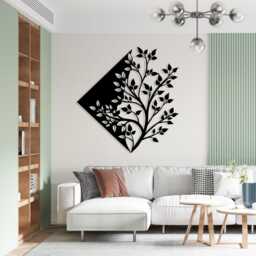 Geometric Tree Metal Wall Art, Modern Home Decor For Living Room, Gift Her - thumbnail 3