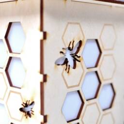 Funny Beekeeper Gift, Beekeeping, Wooden Bee Lantern, Honeycomb Light, Bumblebee Art Lamp, Decorative Lamp - thumbnail 3