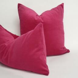 Raspberry Velvet Pillow Case Luxe Cotton Cushion Cover - thumbnail 4