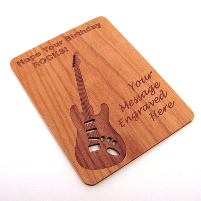 Real Wood Birthday Card - Hope Your Rocks Laser Engraved Cut - image 1