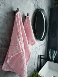 100% Linen Pink Bath/Hand Washcloth Waffle Linen Towel - Soft Towels Heavy Weight Thick Washed - thumbnail 1
