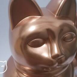 Copper Color Lucky Cat Hand Painted Maneki Neko - 7 Inch - thumbnail 2