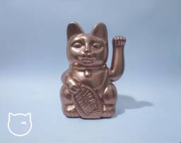 Copper Color Lucky Cat Hand Painted Maneki Neko - 7 Inch - thumbnail 1