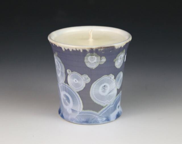 Soy Candle Crystalline 5 Oz Cup Ice Blue Purple Silver Gray With White Tumbler Ocean Mist Scented #8315 - image 1