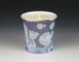 Soy Candle Crystalline 5 Oz Cup Ice Blue Purple Silver Gray With White Tumbler Ocean Mist Scented #8315 - thumbnail 1