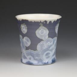 Soy Candle Crystalline 5 Oz Cup Ice Blue Purple Silver Gray With White Tumbler Ocean Mist Scented #8315 - thumbnail 2