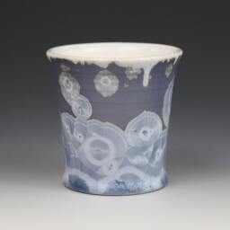 Soy Candle Crystalline 5 Oz Cup Ice Blue Purple Silver Gray With White Tumbler Ocean Mist Scented #8315 - thumbnail 3