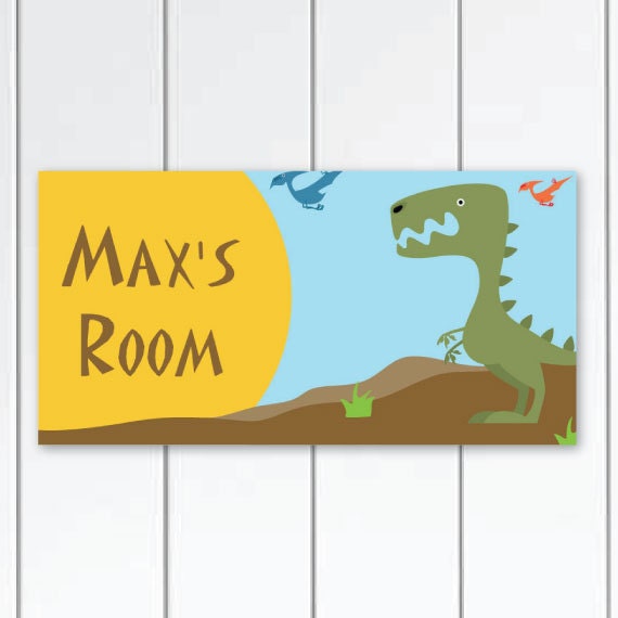 Personalized Nursery Dinosaurs Door Sign Plaque, Custom Baby Shower Gift, Kids Wall Hanging - image 1